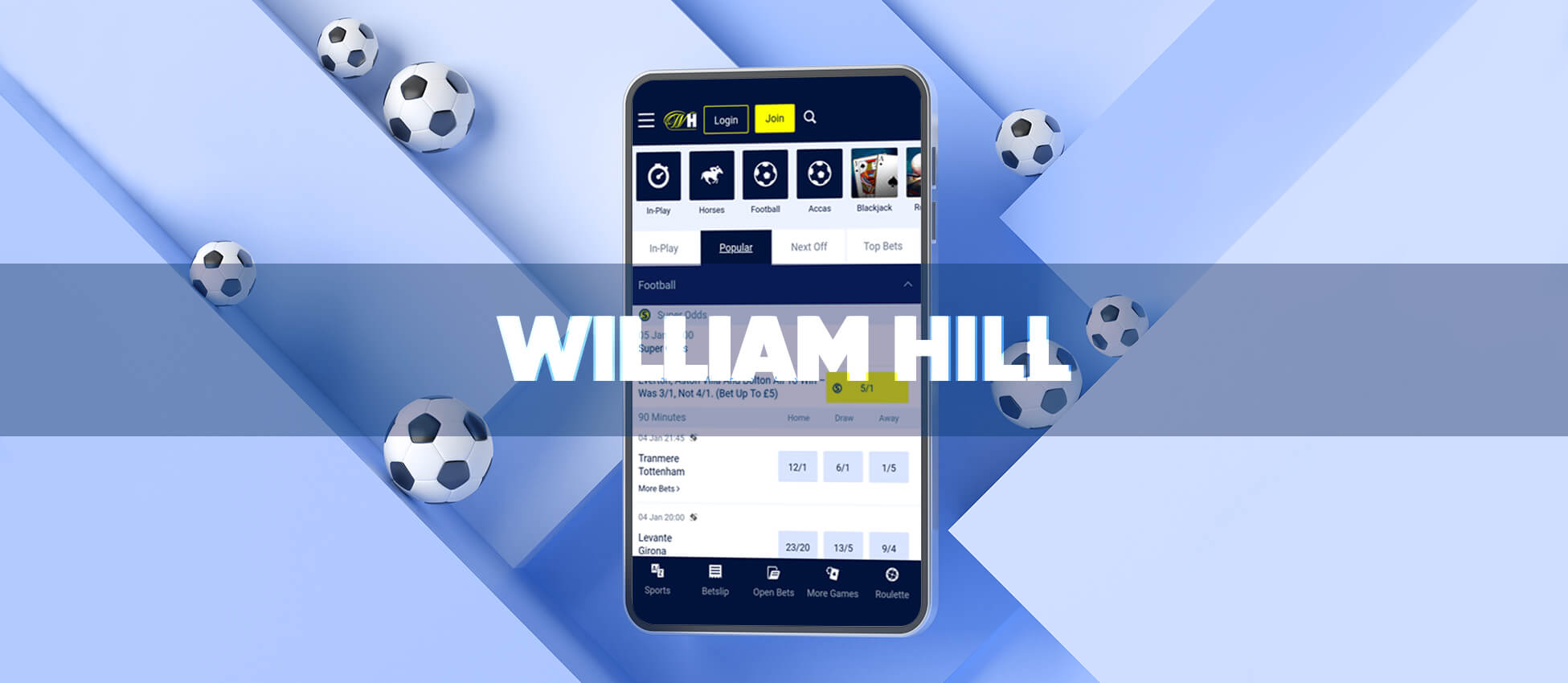 William Hill - increased odds on football